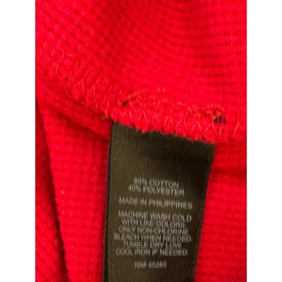 Express Mens Red Waffle Knit Thermal Long Sleeve Shirt Crew Neck Large - Picture 4 of 8